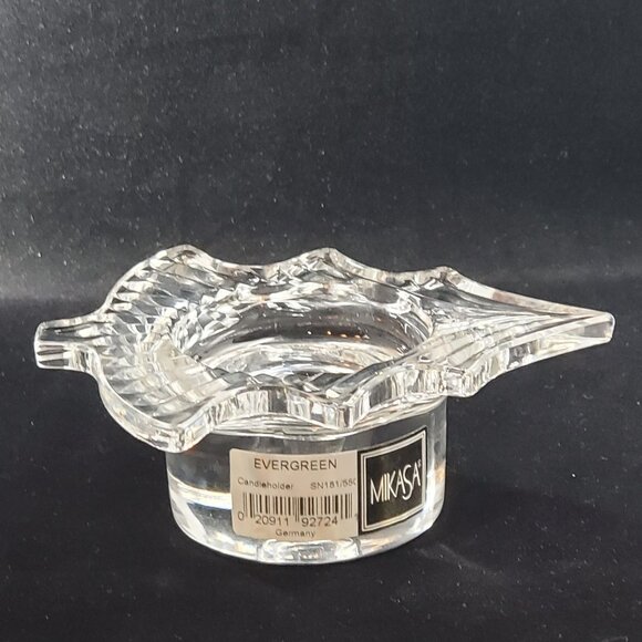Vintage Mikasa Evergreen Tealight Candleholder Crystal Clear Cut Glass NEW - Picture 6 of 13